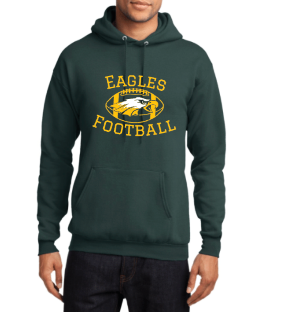 Dark Green Eagles Football Hoodie Clay DECA